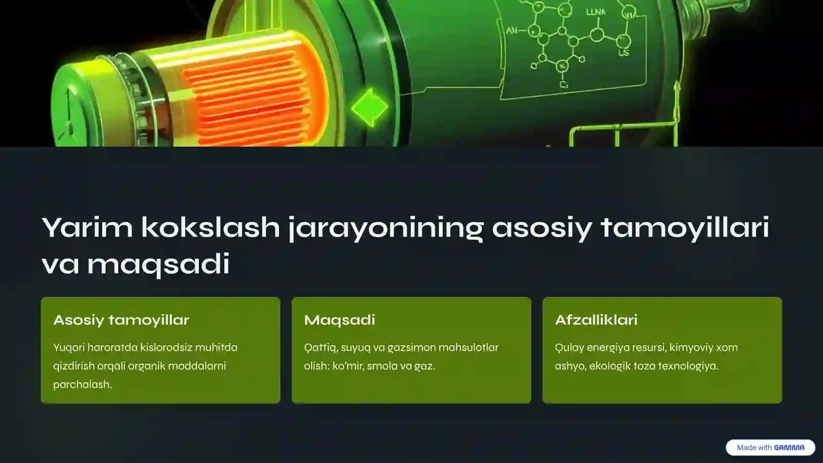 Yogʻoch koʻmirning yarim kokslash jarayonining tahlili 2