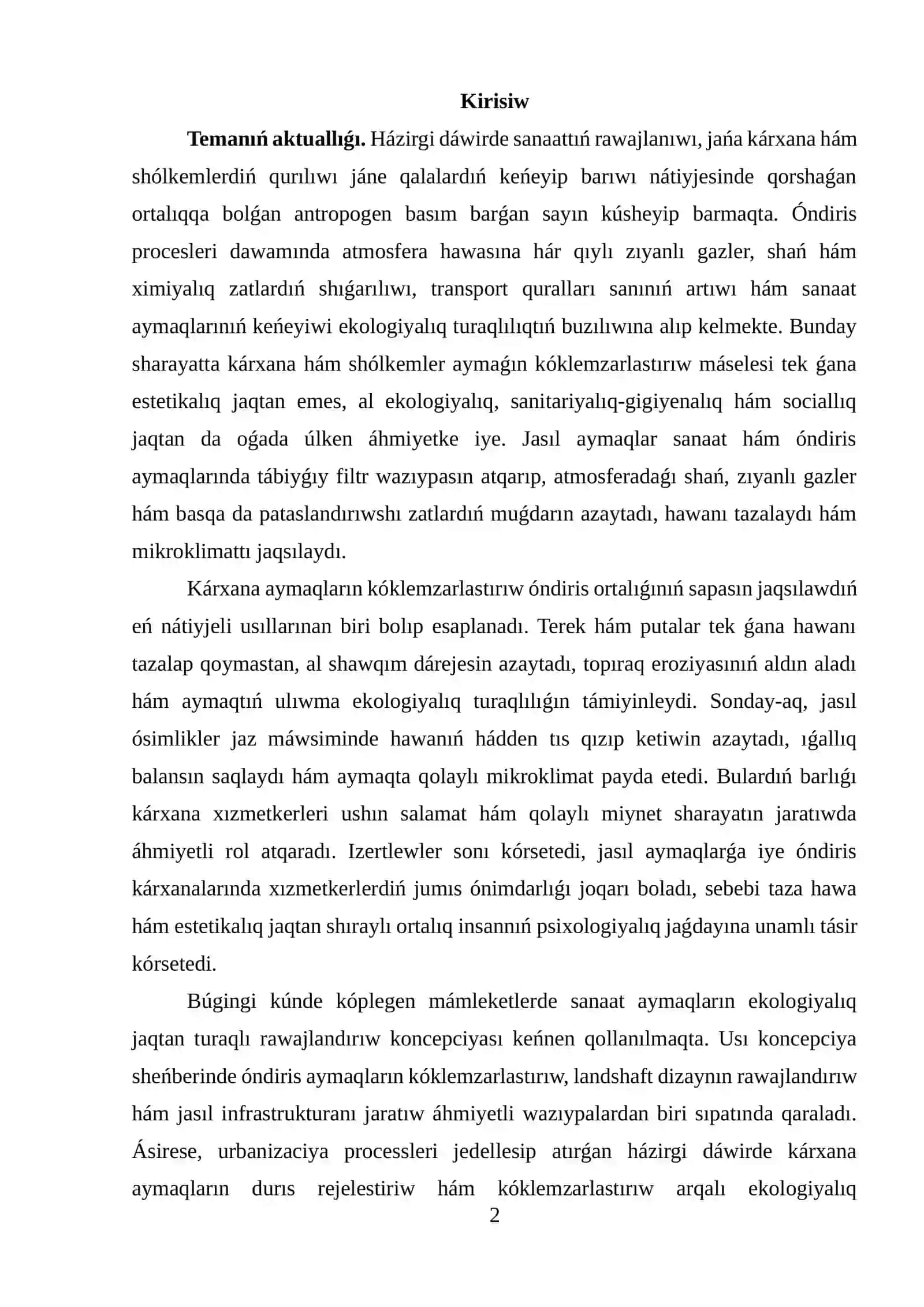 KÁRXANA AYMAǴINDA KÓKLEMZARLASTIRIWDI REJELESTIRIW TIYKARLARI 2