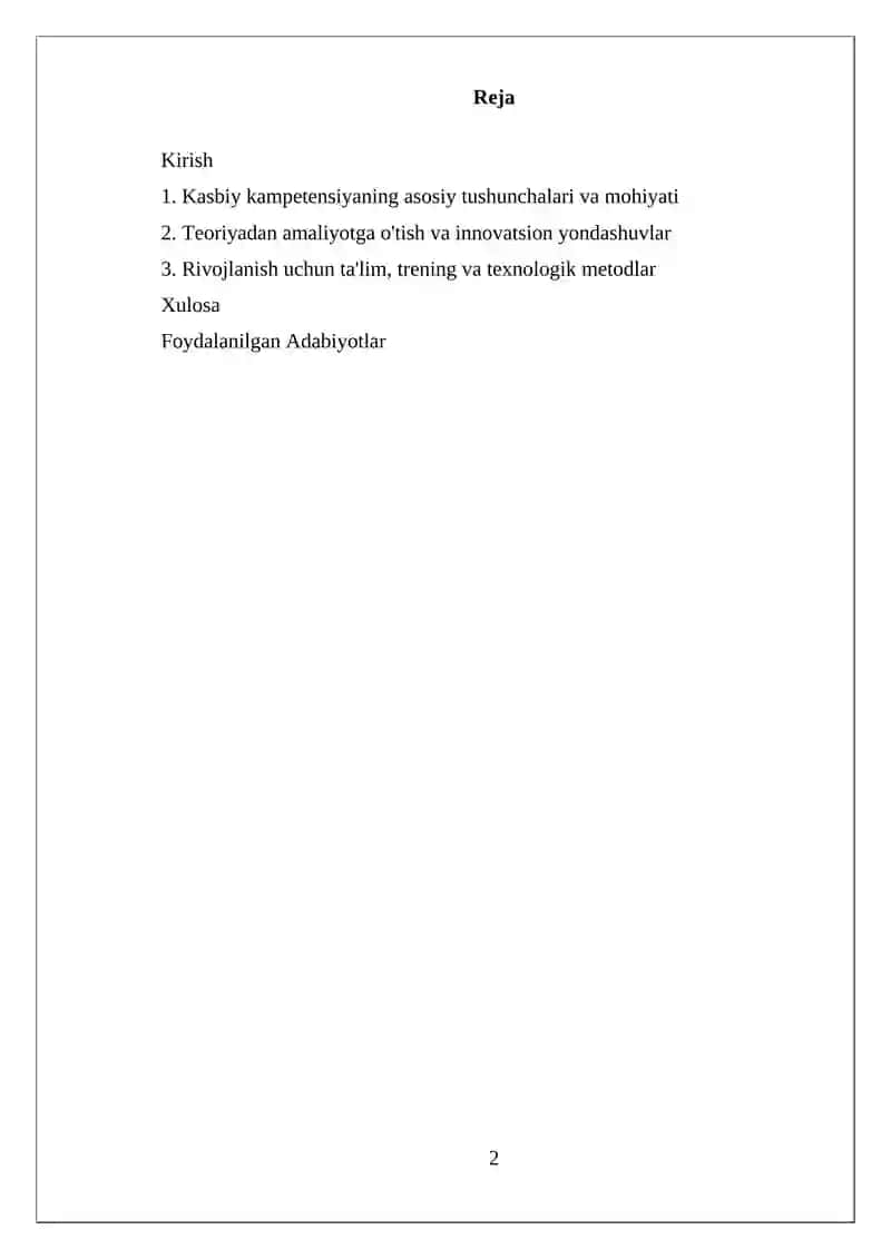 Kasbiy kampetensiya va uni rivojlandirish yo'llari 2
