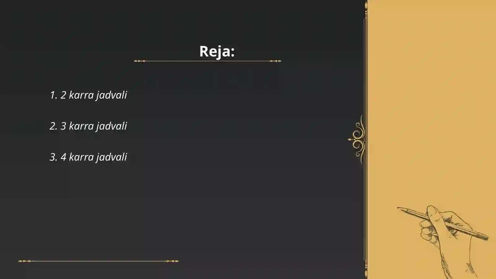 2 karrali jadvali 2