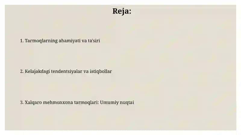 Xalqaro mehmonxona tarmoqlari va ularning ahamiyati 2