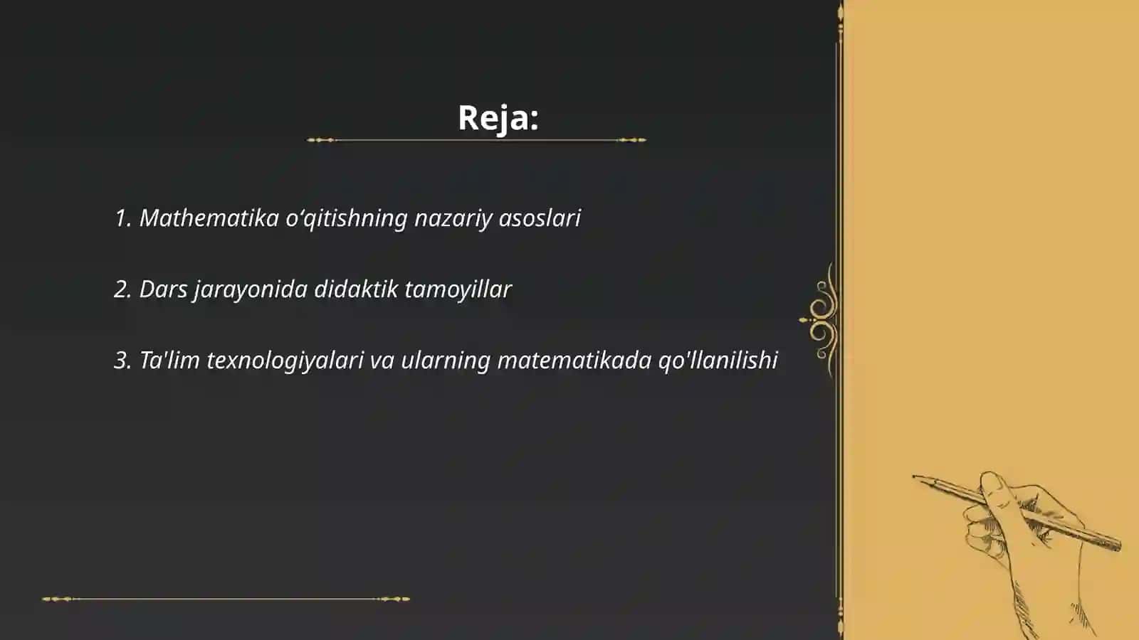 Mathematika oʻqitish maxsus metodikasi faninig umumiy masalalari 2