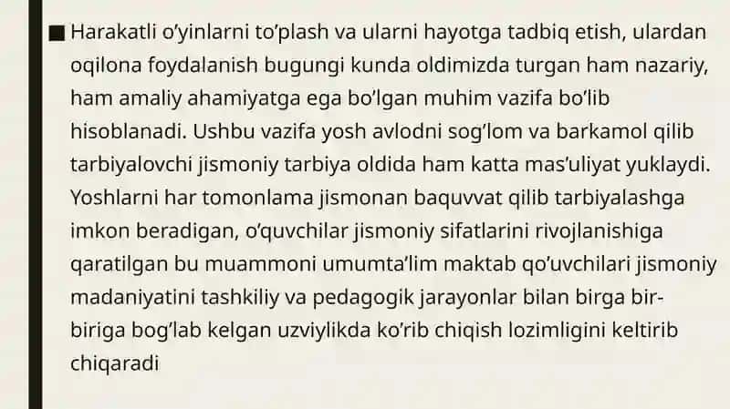 Harakatli o’yinlardan foydalanish 2