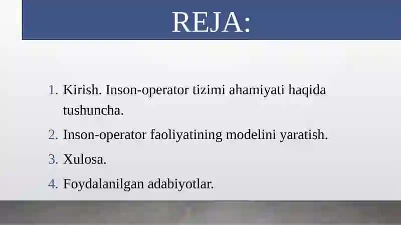 INSON-OPERATOR FAOLIYATINING MODELINI YARATISH 2
