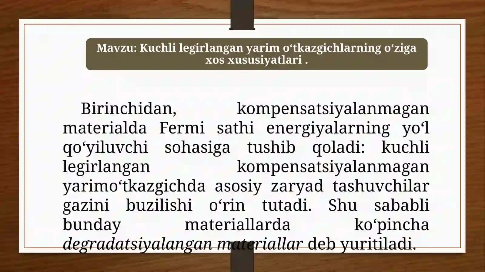 Kondersirlangan muxitlar fizikasida Fermi sathining energiyalari 2
