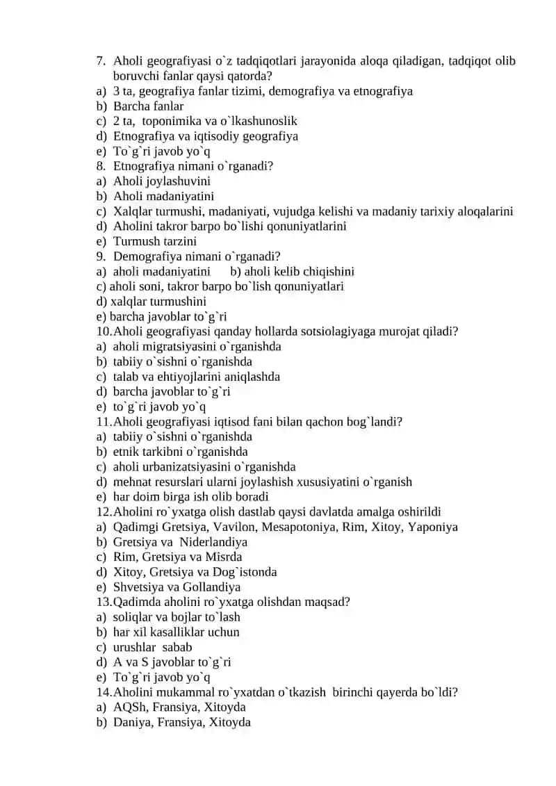 Aholi Geografiyasi va Demografiya 2