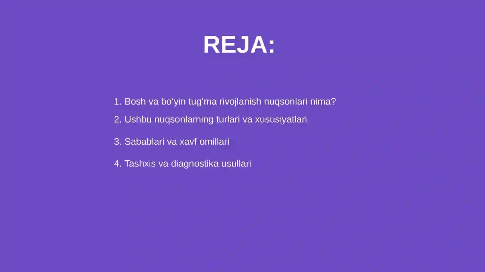 Bosh va boʻyin tugʻma rivojlanish nuqsonlari 2