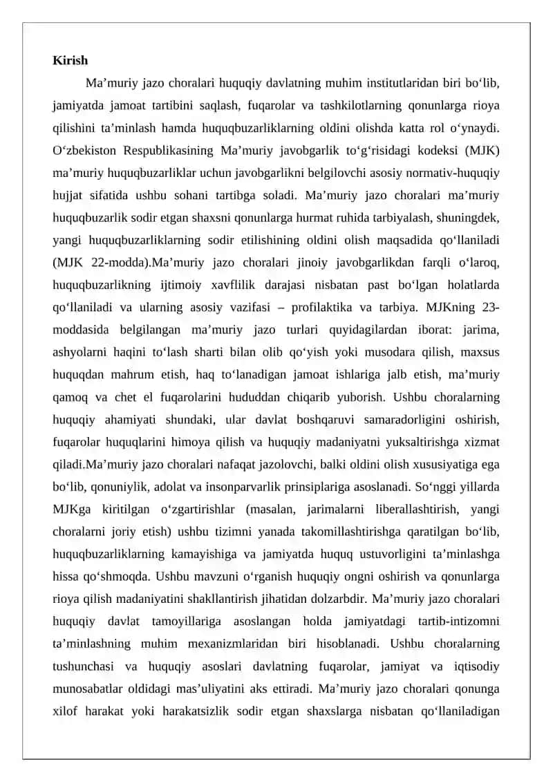 Ma’muriy jazo choralari 2