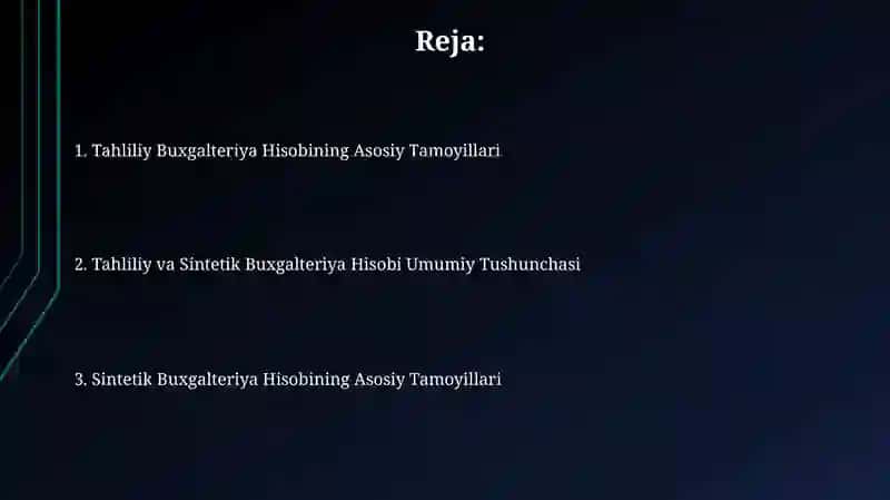 Tahliliy va Sintetik Buxgalteriya Hisobi Umumiy Tushunchasi 2