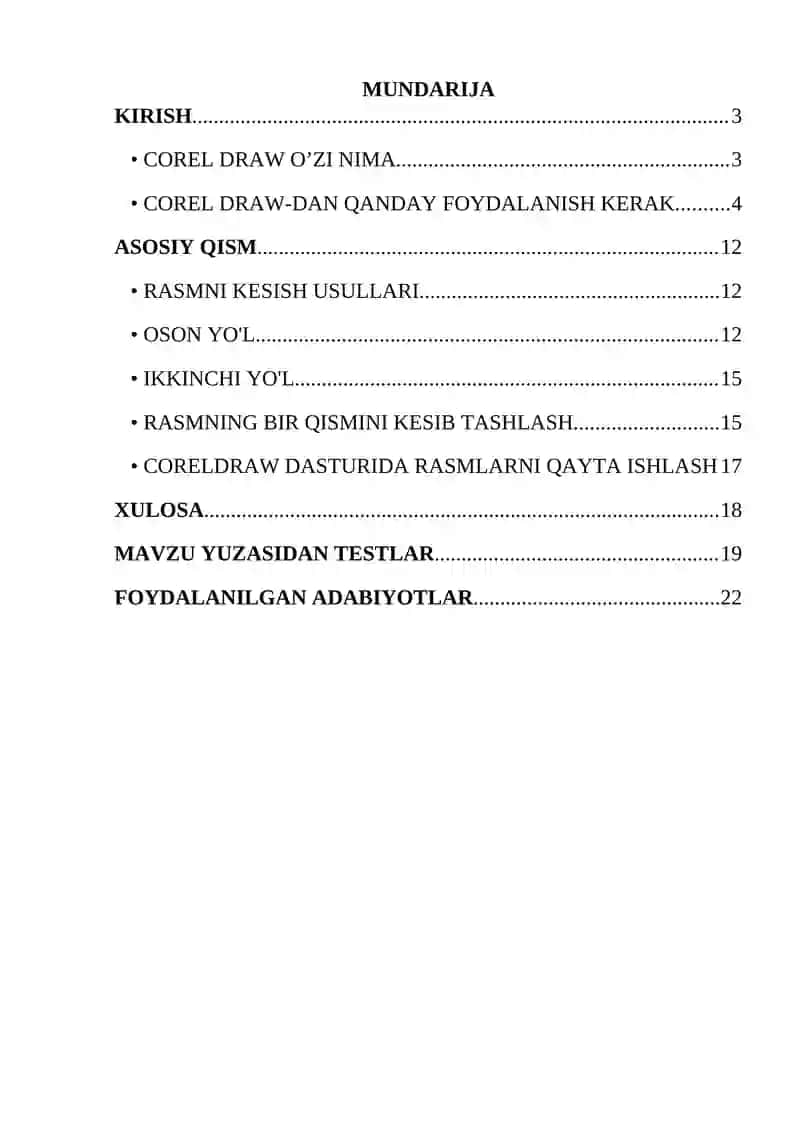 "Corel Draw dasturi yordamida rasmlarni qayta ishlash" 2