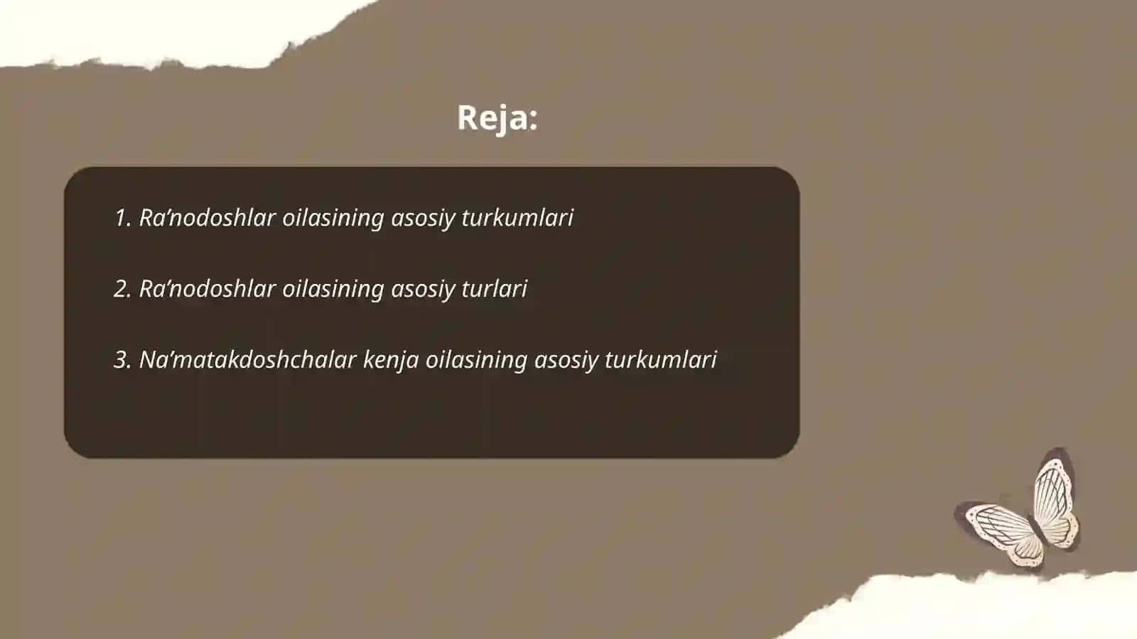 Ra’nodoshlar oilasining asosiy turkum va turlari 2