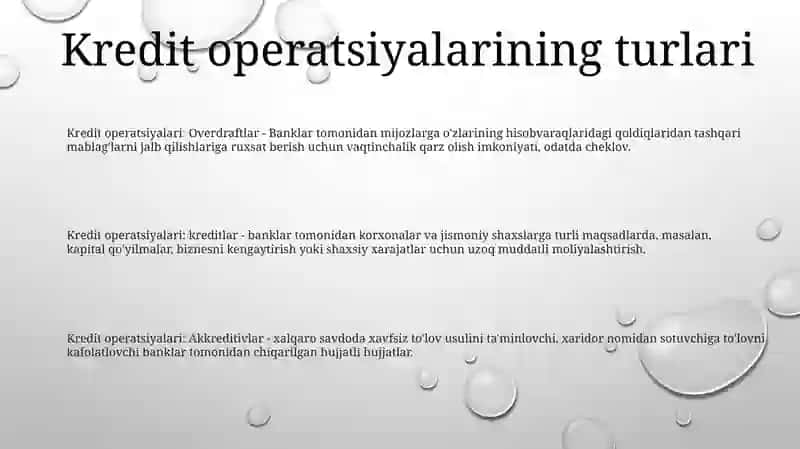 Banklarda Kredit Operatsiyalarining Buxgalteriyaga Hisobi 2