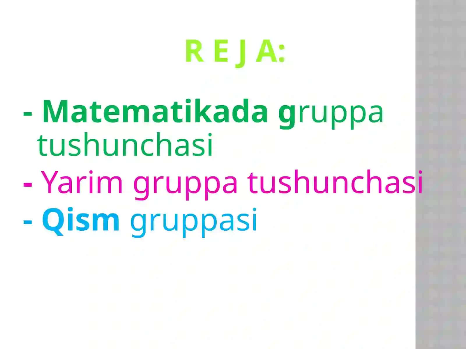 Matematikadan gruppa tushunchasi 2