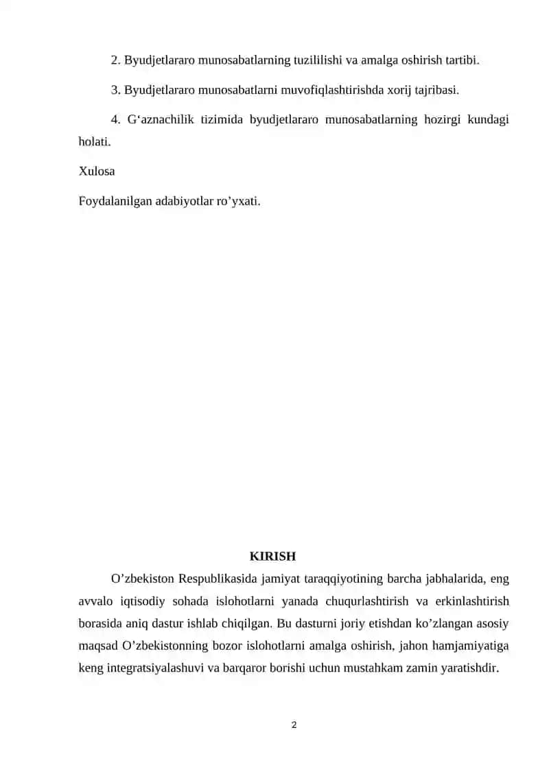 Byudjetlararo munosabatlarni muvofiqlashtirishni samarali tashkil etish yuzasidan xorij tajribalari 2