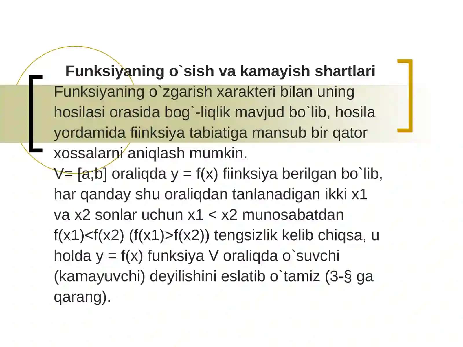 Funksiyani hosila yordamida to`la tekshirish va uning grafigini chizish 2