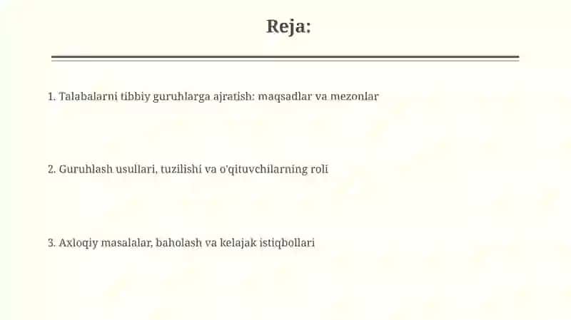 Talabalarni tibbiy guruhlarga ajratish 2