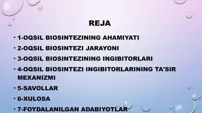 Oqsil biosintezi ingibitorlari (dori vositalari, preparatlar va bakterial toksinlar) 2