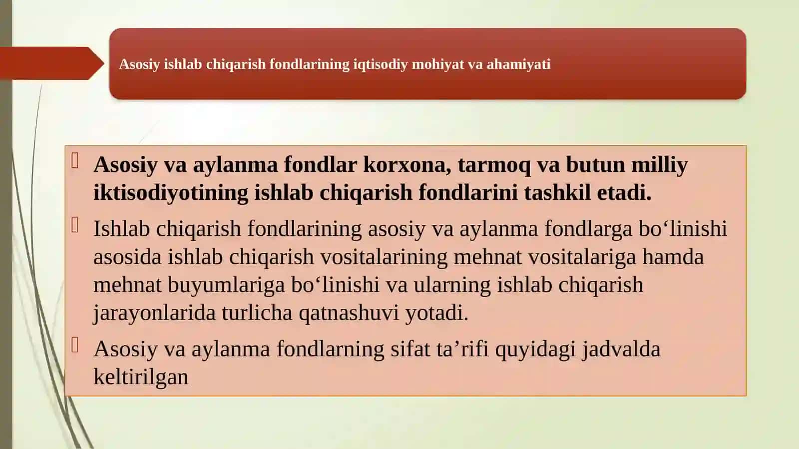 KORXONANING ASOSIY FONDLARI 2