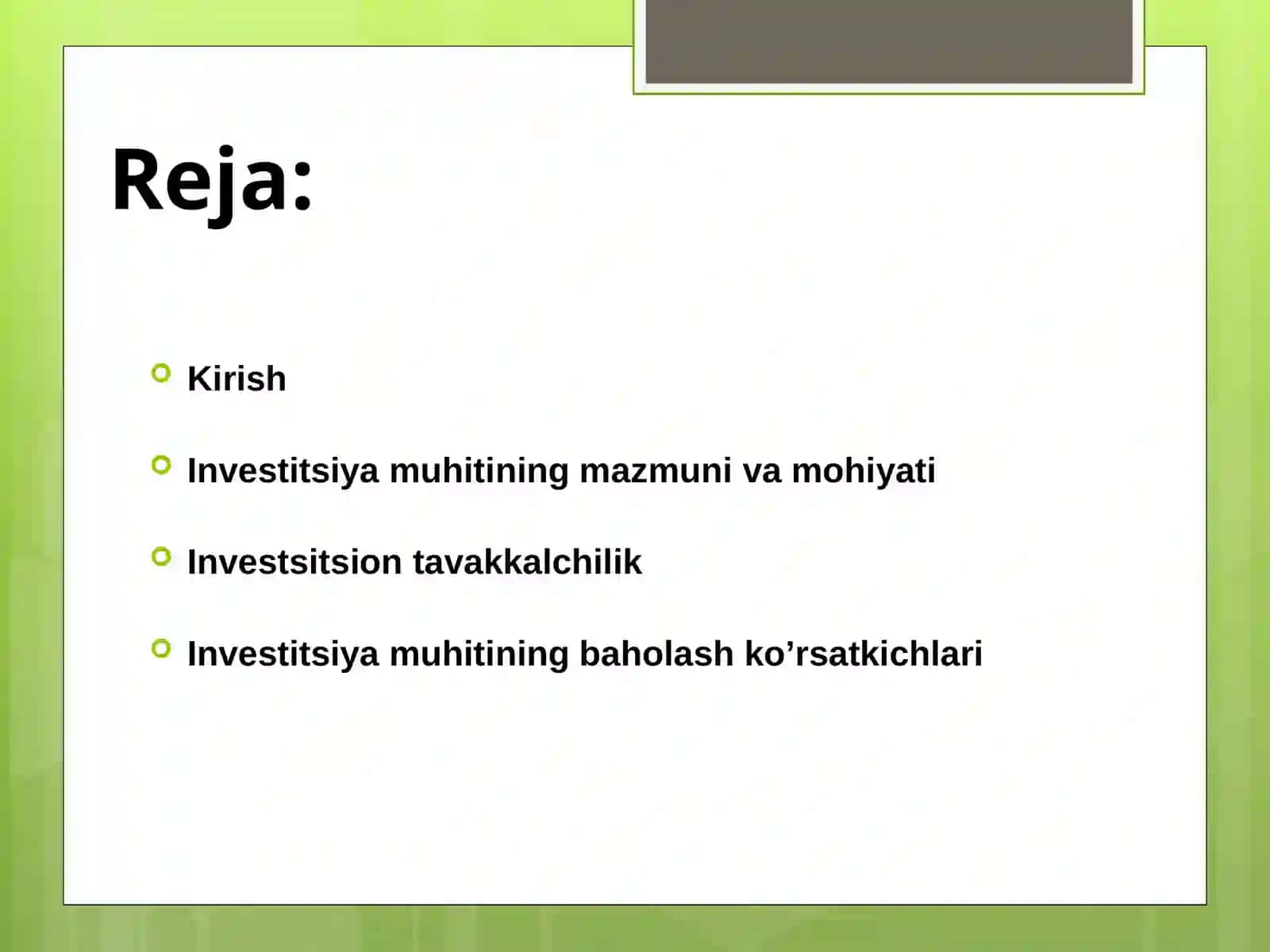 Investitsiya funktsiyasi va omillari 2