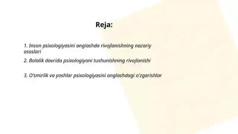 Inson psixologiyasini anglashda rivojlanish 2