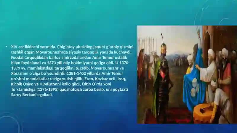 AMIR TEMUR VA TEMURIYLAR DAVRI TARIXSHUNOSLIGI HAQIDA MA’LUMOT 2