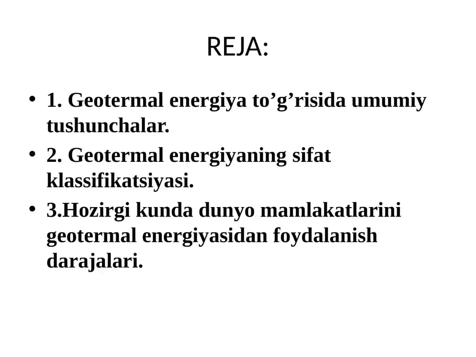 GEOTERMAL ENERGETIKA VA UNDAN FOYDALANISH ISTIQBOLLARI 2