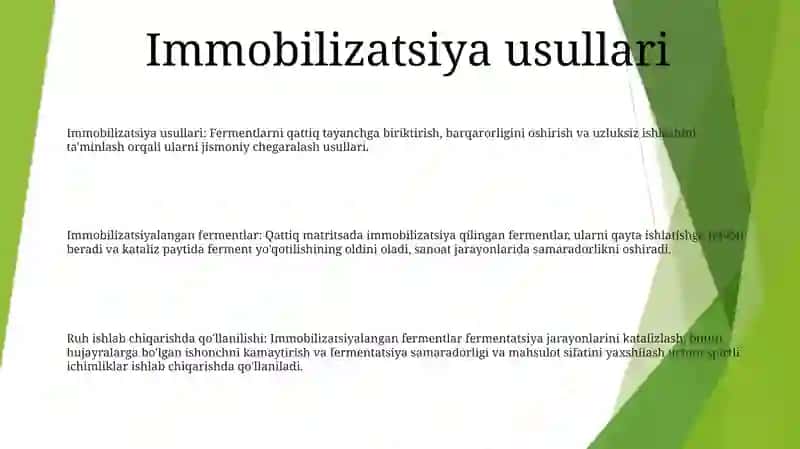 Immobilizatsiyalangan Fermentlarni Olish Va Spirt Ishlab Chiqarishda 2