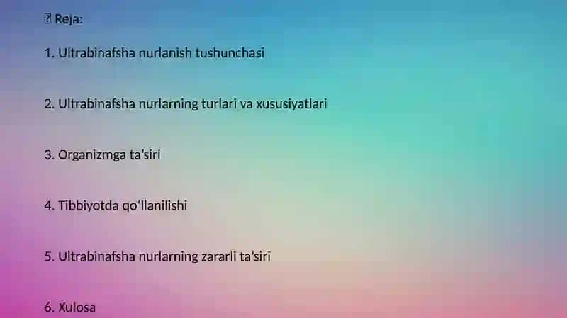 Ultrabinafsha nurlanish. Ultrabinafsha nurlanishning tibbiyotda qoʻllanishi 2