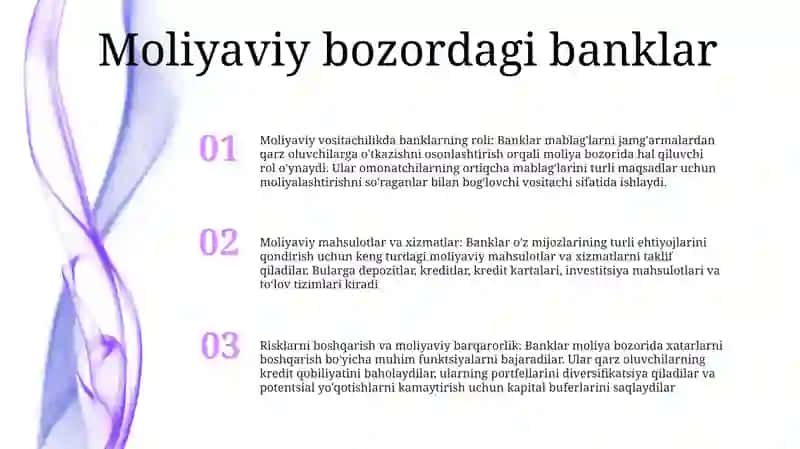 Banklarning Moliya Bozoridagi Faoliyati 2