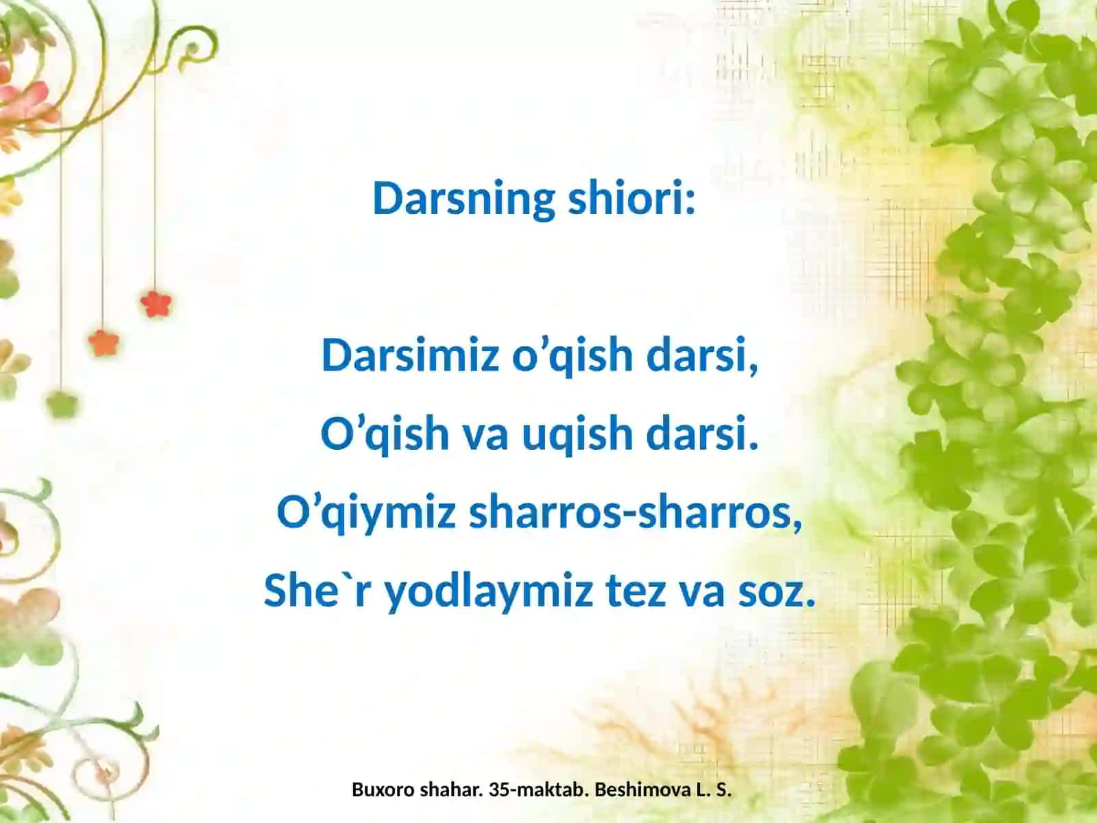 3-sinf O'qish fanidan Navro'z keldi she'ri dars taqdimot 2