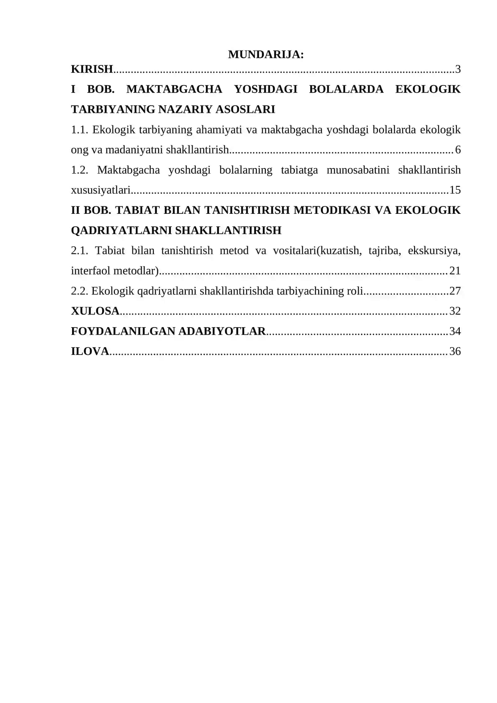 TABIAT BILAN TANISHTIRISH METODIKASI ORQALI BOLALARDA EKOLOGIK MAS’ULIYAT VA QADRIYATLARNI RIVOJLANTIRISH 2