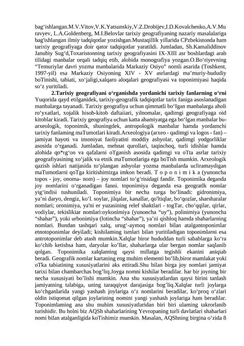 Tarixiy Geografiyaning Shakllanishi va Taraqqiyoti 2