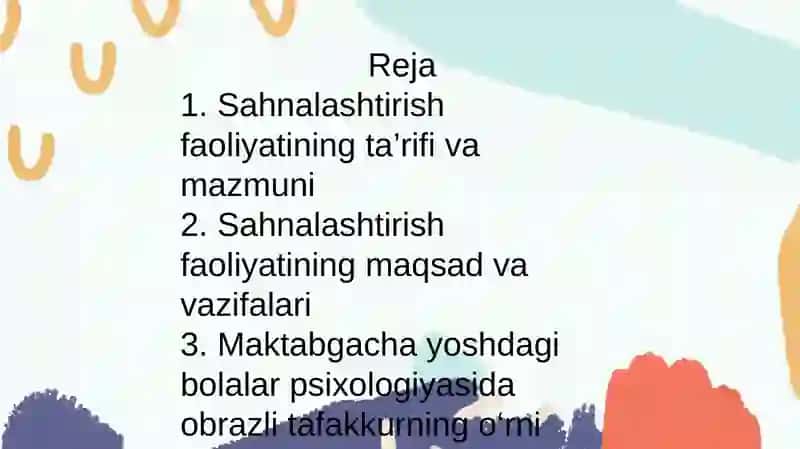 Sahnalashtirish faoliyati 2