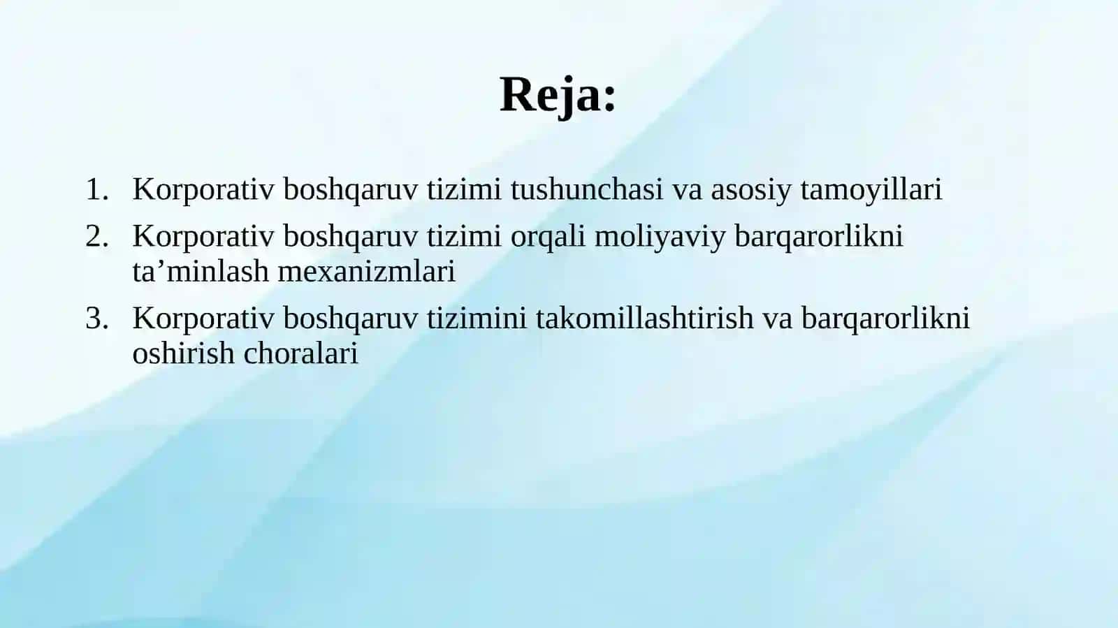 Moliyaviy barqarorolikni taminlashda korporativ boshqaruv tizimining roli 2