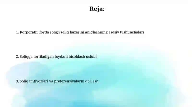 Yuridik shaxslardan olinadigan foyda solig‘i bo‘yicha soliqqa tortiladigan bazani hisoblash 2
