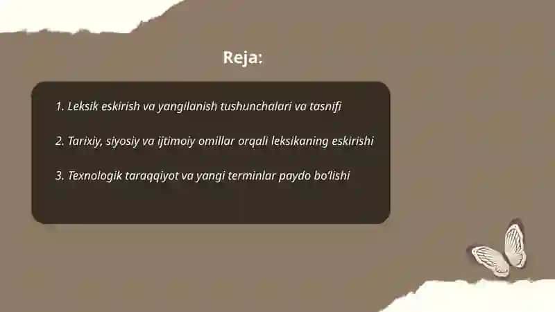 Oʻzbek tili leksikasida eskirish va yangilanish jarayonlari 2