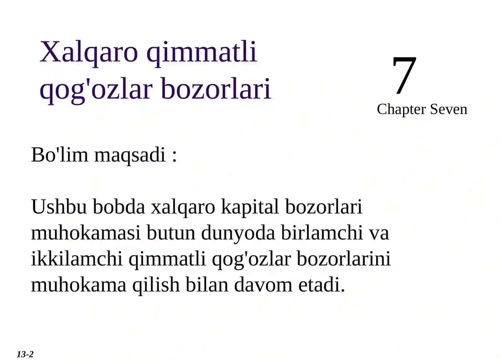 Xalqaro qimmatli qog'ozlar bozorlari 2