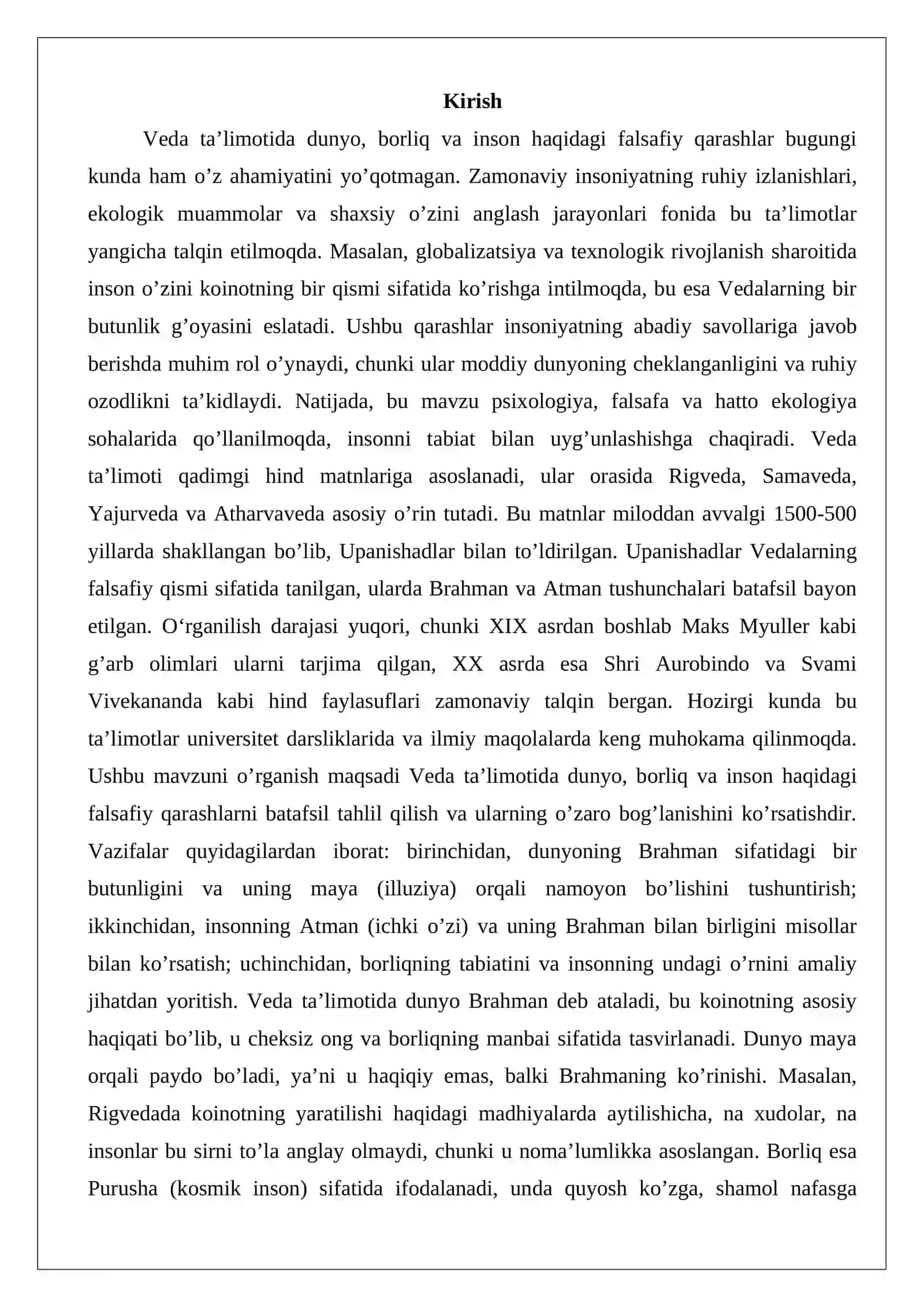 Veda ta’limotida dunyo, borliq va inson haqidagi falsafiy qarashlar 2