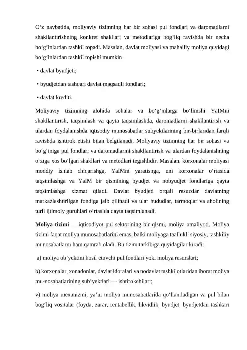 O’zbekiston Respublikasi moliya tizimi 2