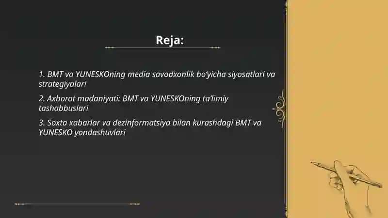 BMT va YUNESKONING MEDIA SAVODXONLIK VA AXBOROT MADANIYATIGA MUNOSABATI 2