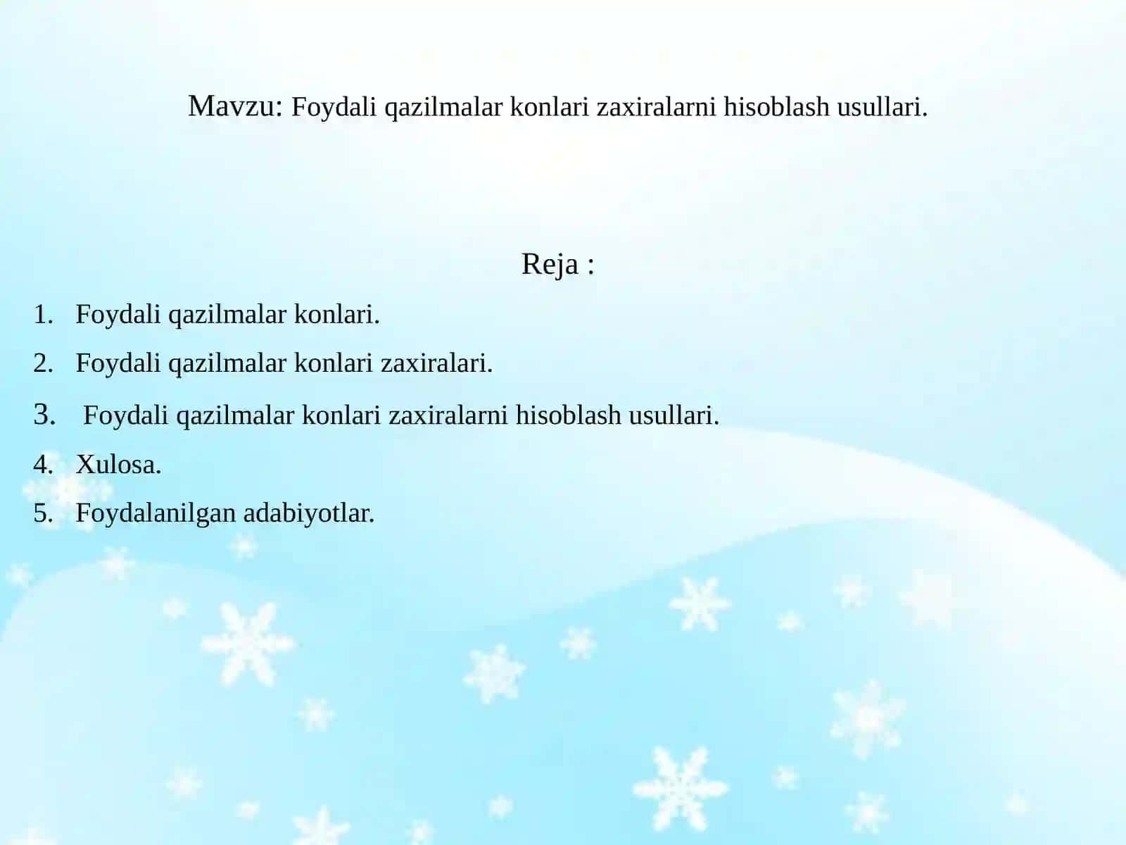 Foydali qazilmalar konlari zaxiralarni hisoblash usullari 2