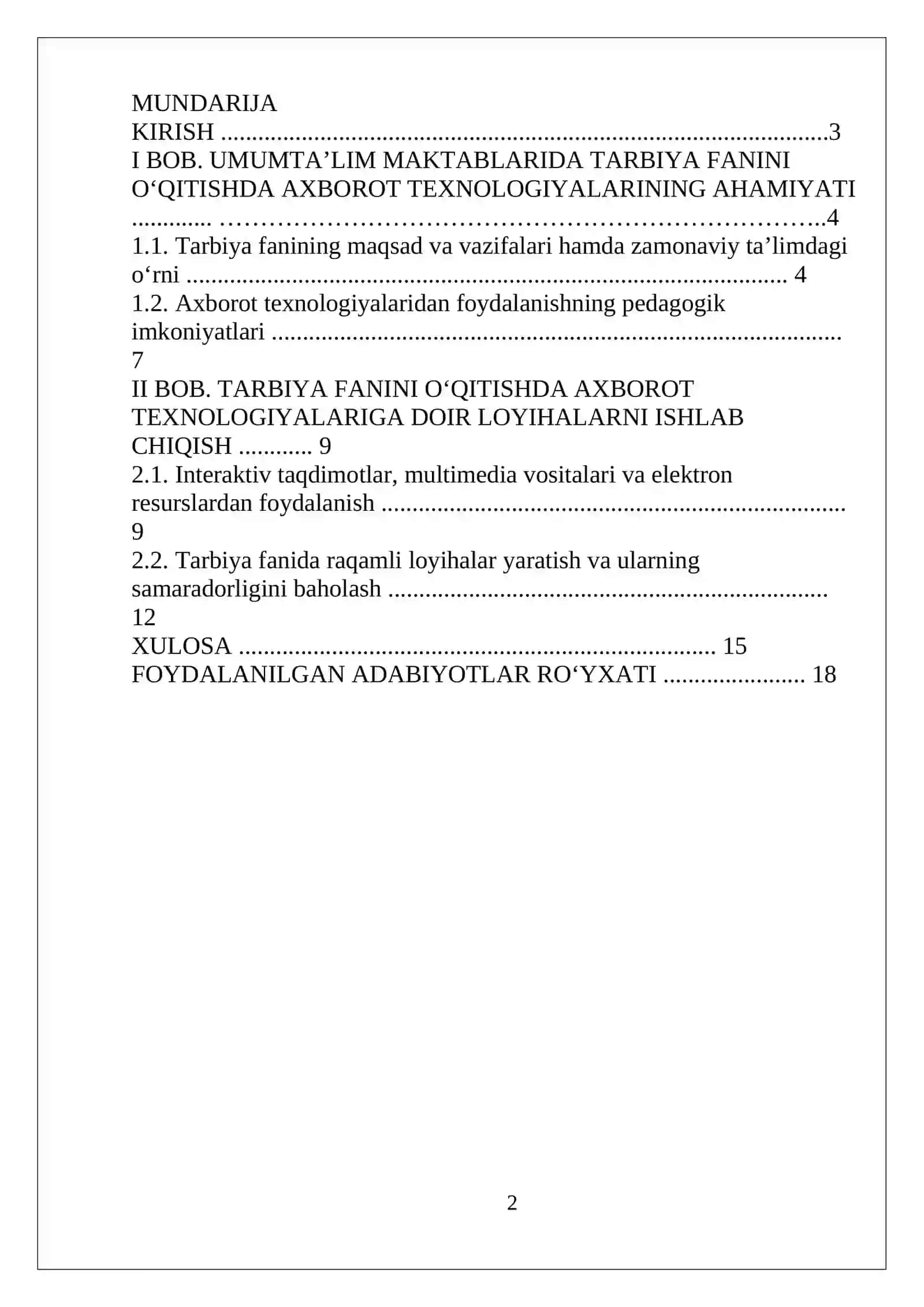 Umumtalim maktablarida tarbiya fanini oqitishda axborot texnalogiyalaridan foydalanishga doir loyihalar ishlab chiqish 2