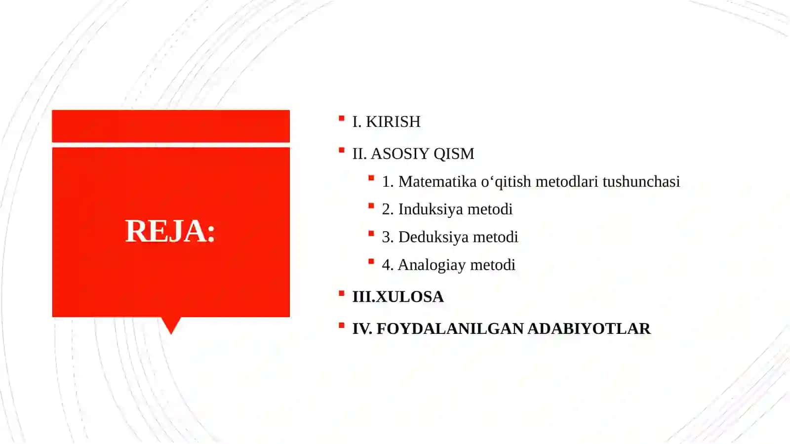 Mataemtika o'qitish metodlari 2