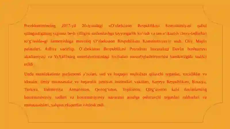 O'ZBEKISTON RESPUBLIKASI DEMOKRATIK HUQUQIY DAVLAT QURISH VA FUQAROLIK JAMIYATINI SHAKLLANTIRISH 2