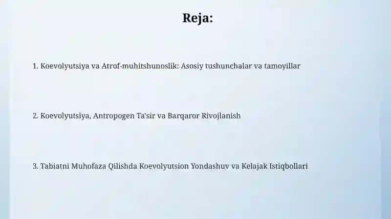 Koevolyutsiya va Atrof-muhitshunoslik: Asosiy tushunchalar 2