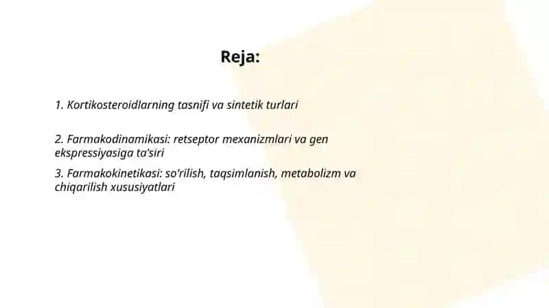 Kortikosteroidlarning klinik farmakalogiyasi 2