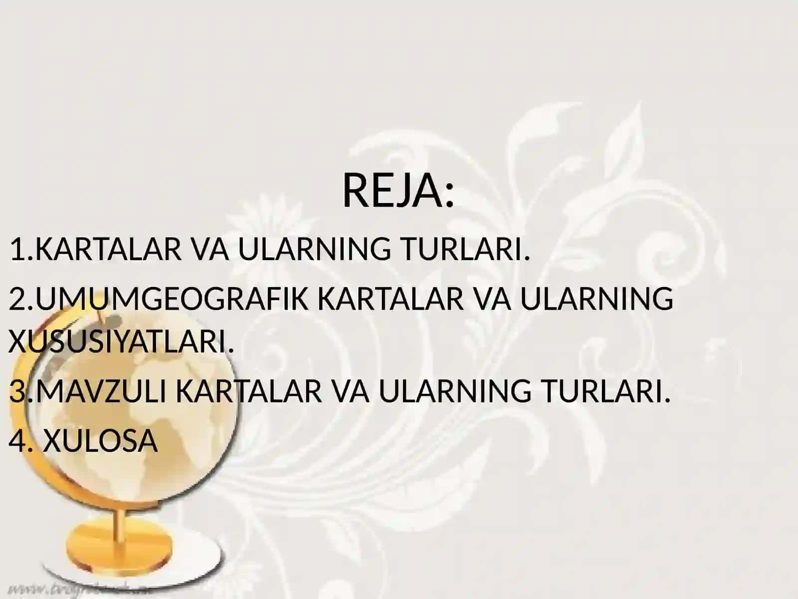 Kartalarni mazmuni va maqsadiga ko’ra bo’linishi 2