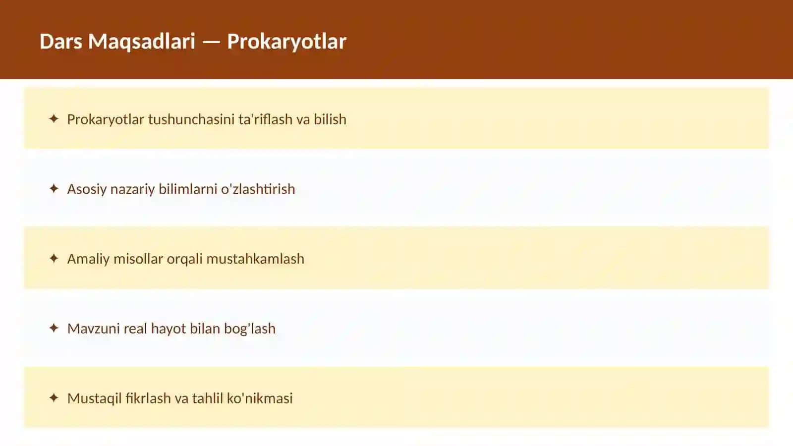 BIOLOGIYA Hujayra tuzilishi O'qituvchilar va talabalar uchun dars ishlanma 2