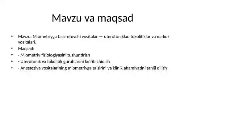 Miometriyga tasir etuvchi vositalar 2