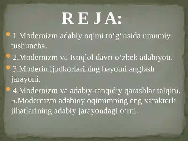 Modernizm va An’anaviy romanlar 2